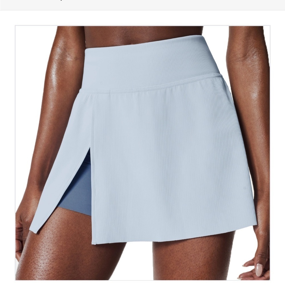 Spanx Women's XL Blue Contour Rib Front Slit Skort Active Workout Tennis